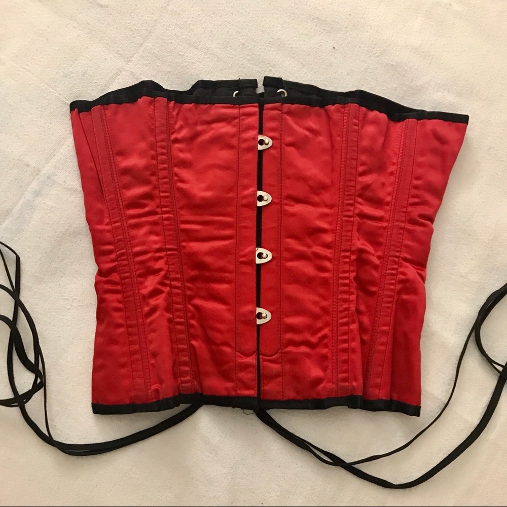 Vintage Red Satin Under Bust Corset/Cinch